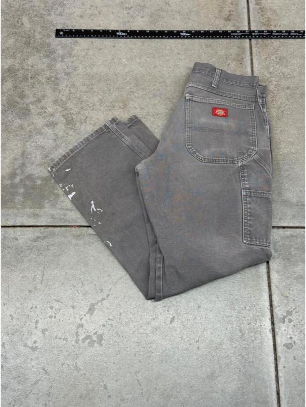 vintage dickies faded grey relaxed baggy fit dungaree cargo pants size 32 x 32